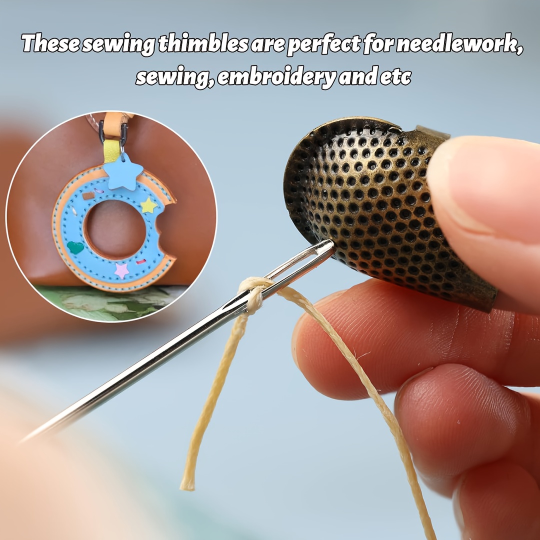 Sewing Thimble Metal - Näh-Fingerlinge, Verstellbare Metall-Nähringe, Fingerschutz für Handarbeit
