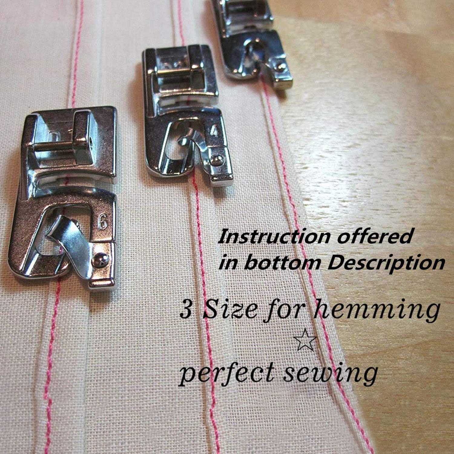 Rolled Hem Foot - Schmaler, gerollter Saum, Nähmaschinen-Nähfuß, 3-teiliges Set-AB52