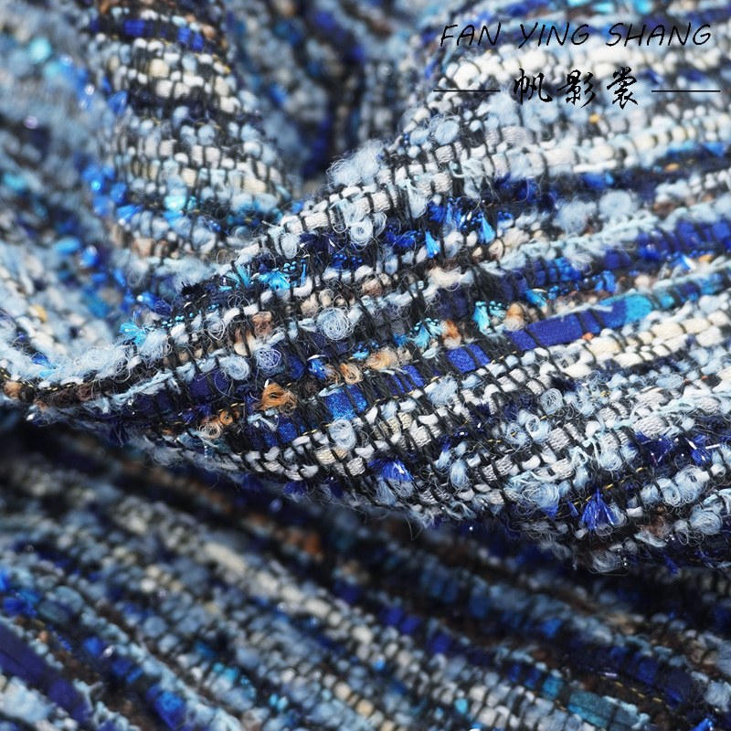 Sewing Tweed Fabric - 2025 Blue Series Heller Chiffon-Woll-Tweed-Stoff für