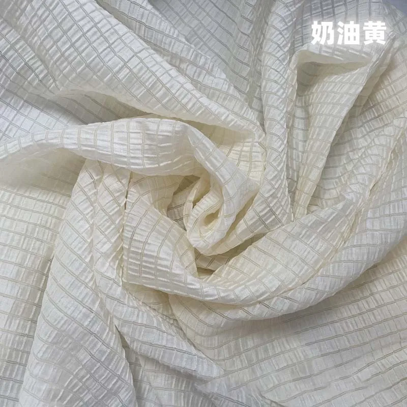 Is Sewing A Textile Craft - Cremegelber karierter Stoff, weiches, atmungsaktives Textil