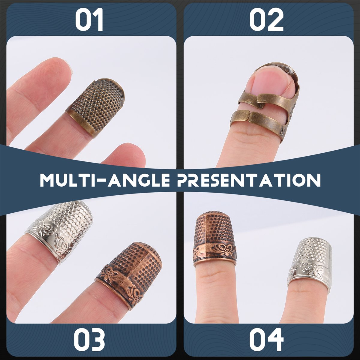 Sewing Thimble Metal - MALL 6-teiliger Fingerschutz zum Nähen, verstellbarer