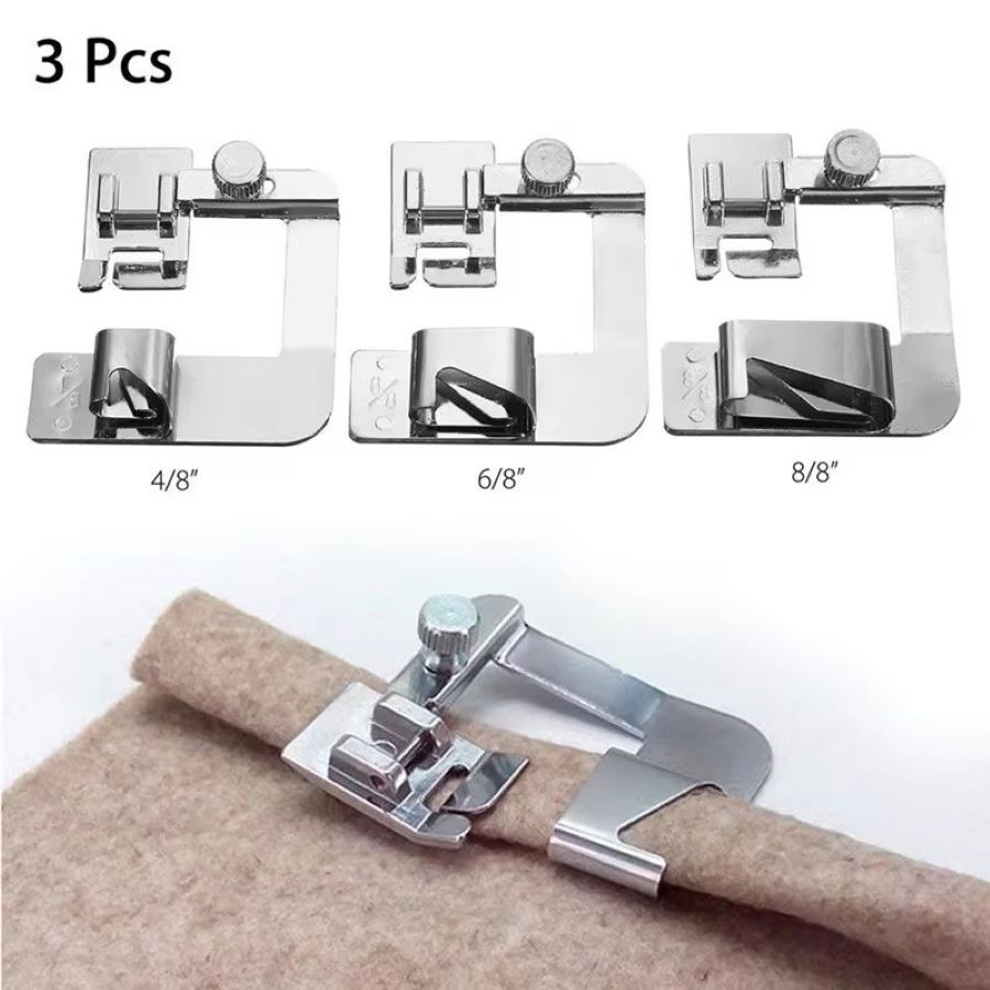 Rolled Hem Foot - 1-3 Stück 13/19/25mm Nähmaschinen-Fußpresserfuß, Rollsaumfuß für