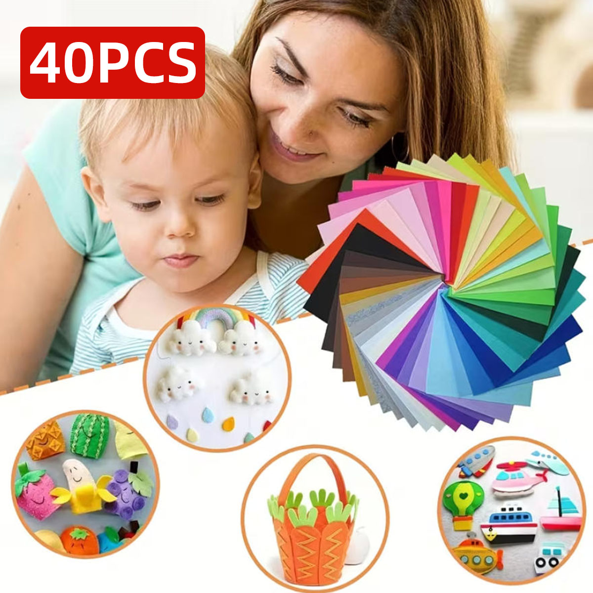 Fabric Softener Sheet - 40 Stück Filzstoff, farbige Filzplatten, verschiedene