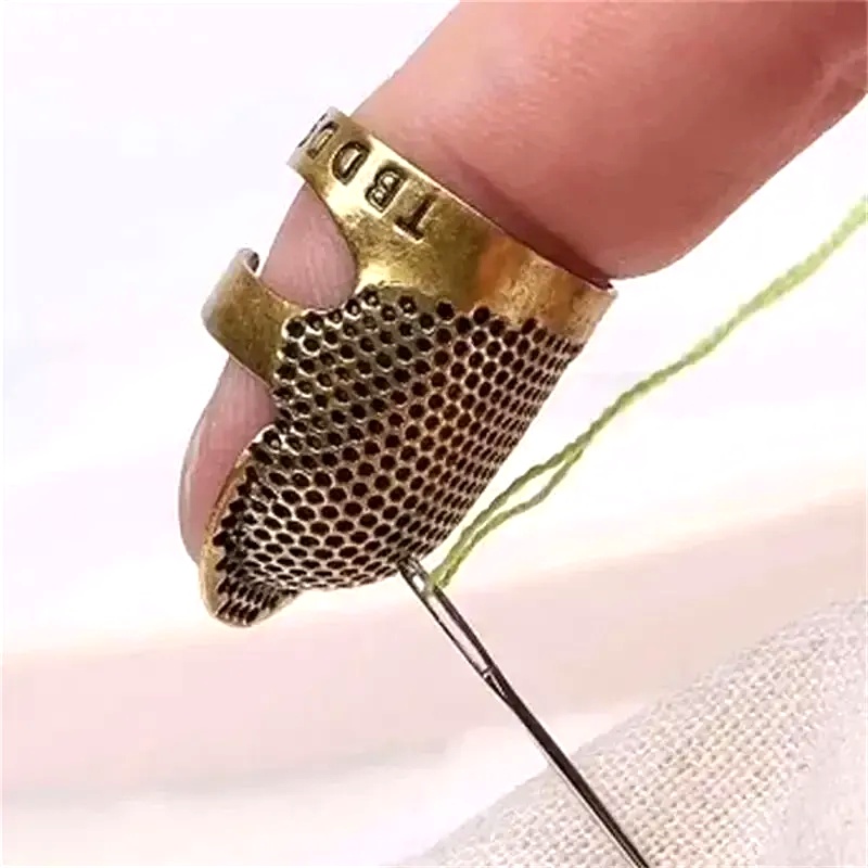 Sewing Thimble Metal - Verstellbarer Vintage-Nähfingerhut, handgefertigt, rutschfest, Stickring, Vintage-Nadelhalter,