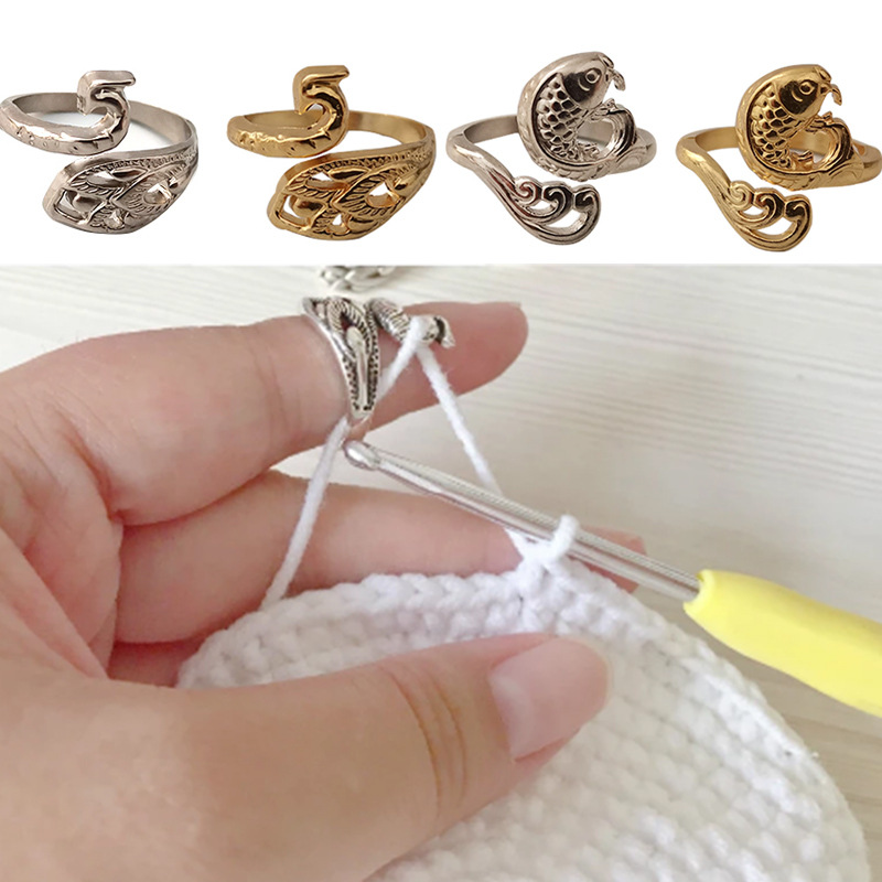 Sewing Thimble Metal - Ring Strickschlaufe Häkelwerkzeug Einstellbar Offenes Fingersetzen