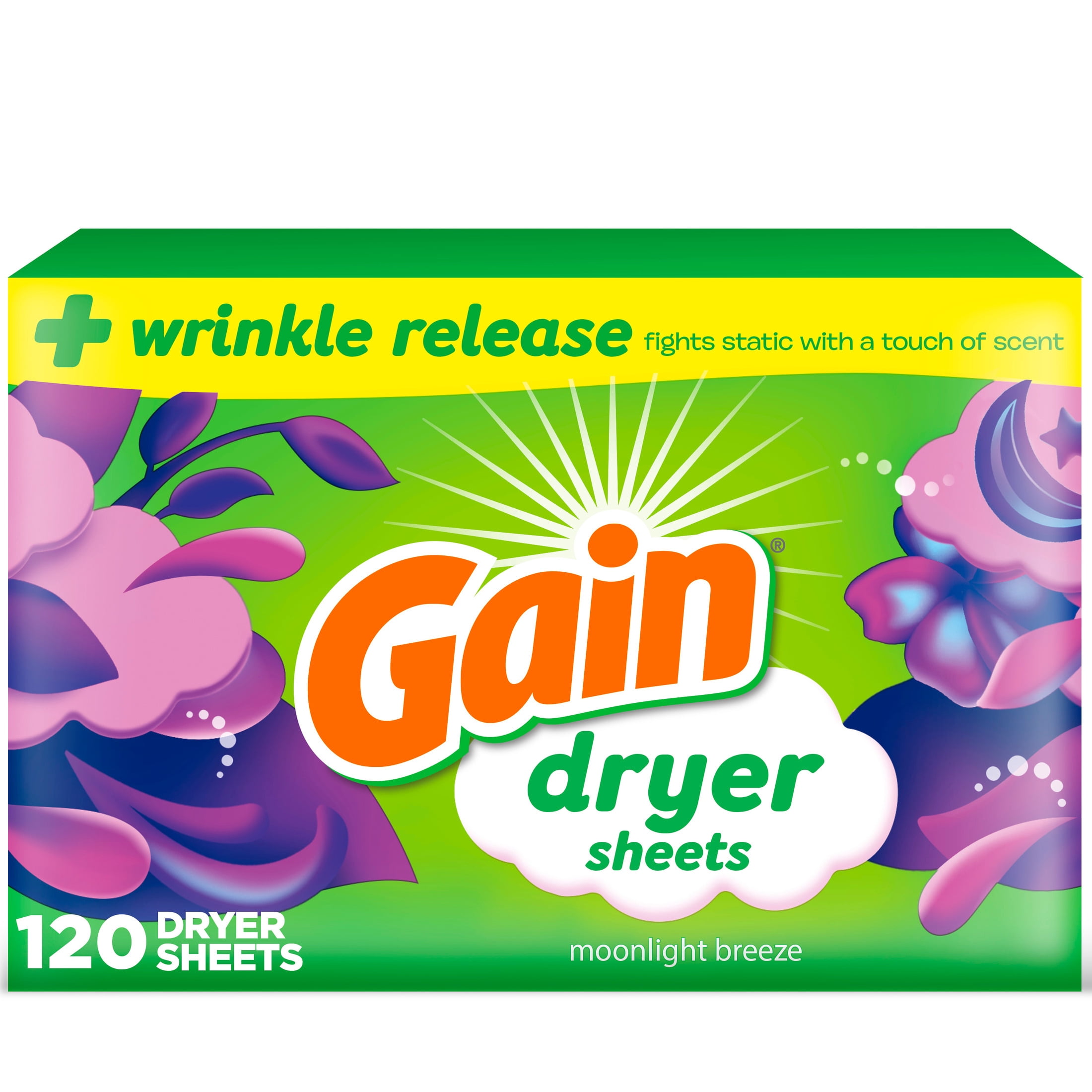 Fabric Softener Sheet - Gain Trocknertücher, Moonlight Breeze Langanhaltender Duft