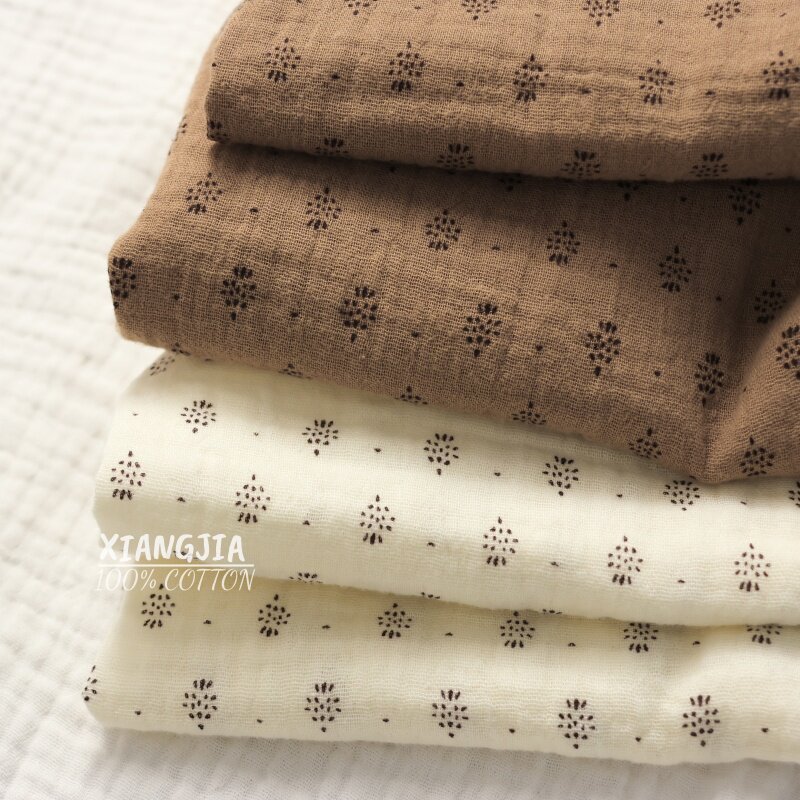 Sewing Tweed Fabric - 135x50cm Vintage Baumwollstoff mit Punktmuster, doppellagiger