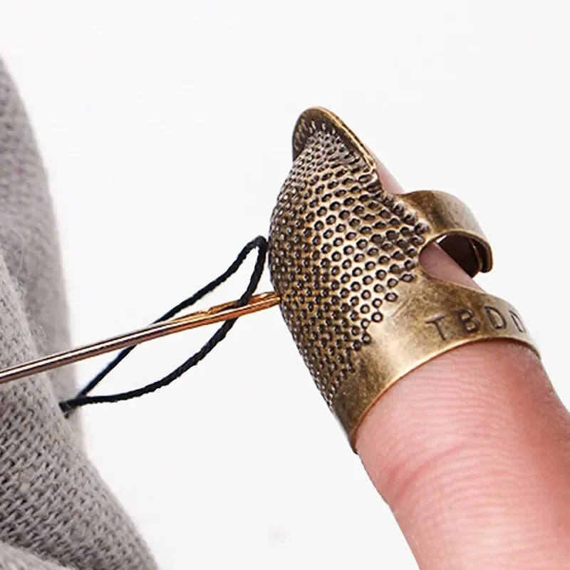 Sewing Thimble Metal - 2 Stück Kupfer-Fingerhut zum Nähen, Retro-Fingerschutz,