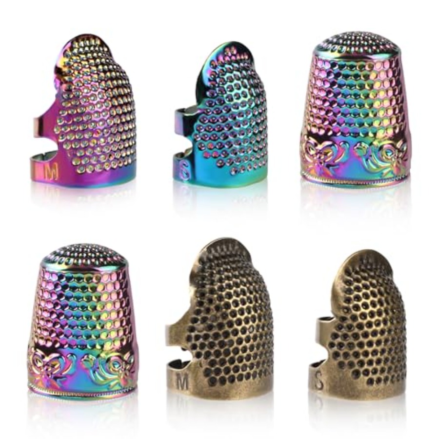 Sewing Thimble Metal - Fingerhüte zum Handnähen, 6 Stück Nähfingerhüte,